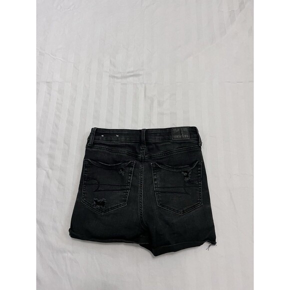 AMERICAN EAGLE Distressed Next Level Stretch Cuffed Hi Rise Shortie Shorts Sz 2 - Picture 3 of 9